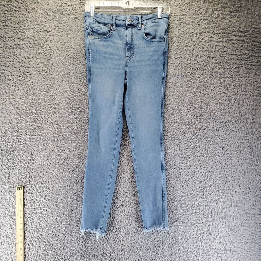 Free People Jeans Womens 27 Blue We The Free Raw Hem Skinny Stretch Denim